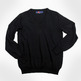 Men's V-neck Wool Blend Black Sweater - Thumbnail 2