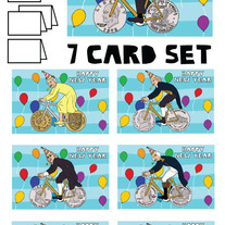 Coin wheeled bikes New Year 7 card set