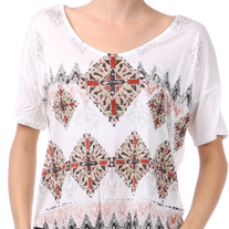White Tribal Print Top