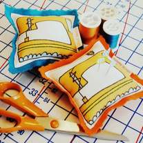retro sewing machine pin cushion