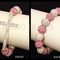 Pink and silver cross bracelet