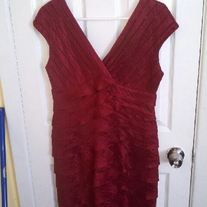 Adrianna Papell Red Tiered Dress Sz 10