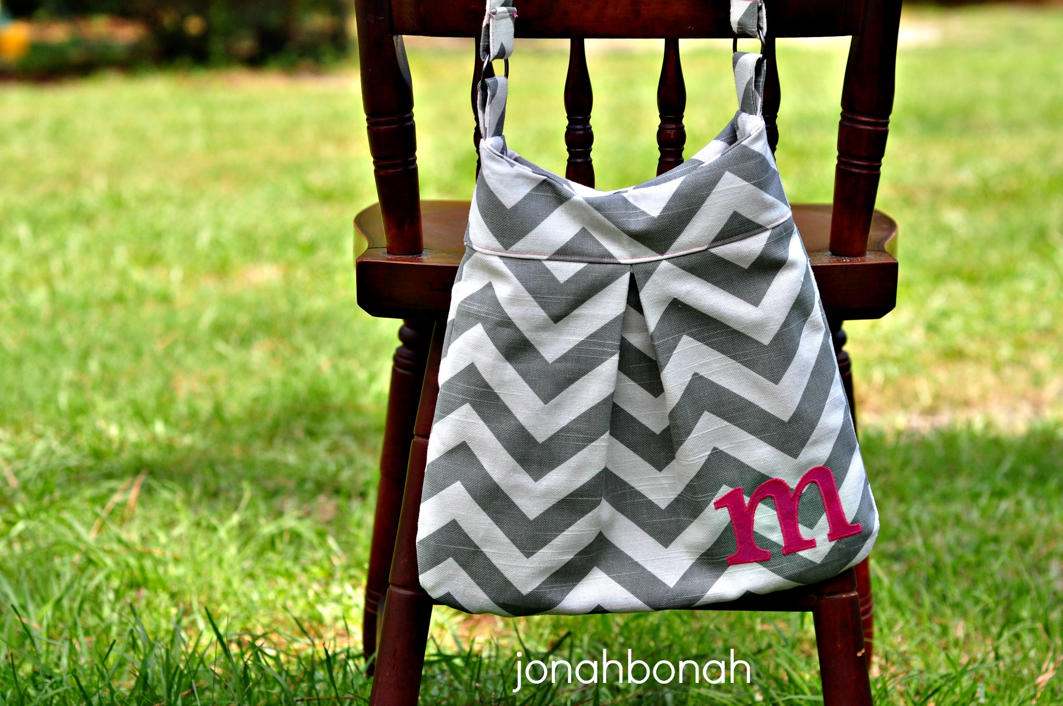 hot pink and grey chevron {cross body bag} on Storenvy