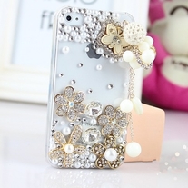 New Bling Crystal Wooden Butterfly Tassel iPhone 4/4S Case