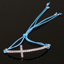 Cross adjustable bracelet blue