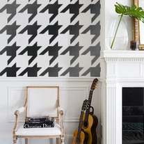 Modern Twist Houndstooth print Geometric Couture Designer Pattern Stencil for Walls Decor better than Vinyl Bold Large size