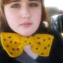 Yellow and Blue Knit Polka Dot Bowtie
