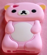 iPOD TOUCH 4G LIGHT PINK CUTE TEDDY BEAR 3D SILICONE RUBBER SOFT CASE COVER 