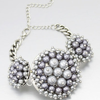 Chunky Grey Pearl Cluster Link Bracelet