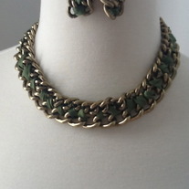 Woven In Olive Necklace Set