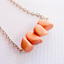 Tan Irregularly Shaped Wood Beads Necklace
