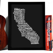 Image of Cities Of California Typography Collage, 8 x 10 