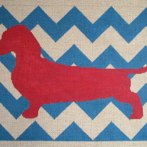 Mod Dachshund Pillow Canvas on 13 Mesh