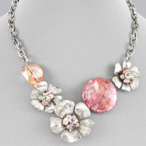 Purple Jasper Cherry Blossom Flower Link Crystal & Silver Necklace