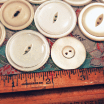 LARGE white vintage buttons - Set of 17