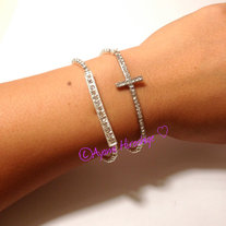 Silver Pave Bar with Silver Beads