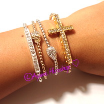 Gold Sparkly Cross with Gold Filled Beads