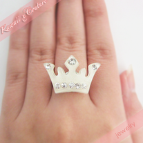 Couture White Crown Rhinestone Ring