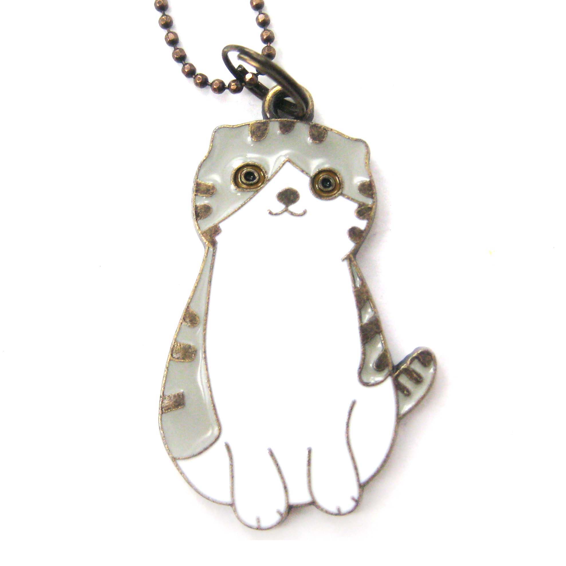 Tabby Kitty Cat Animal Shaped Enamel Pendant Necklace · DOTOLY Animal Jewelry · The Animal Wrap
