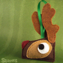 Felt Rudolph Reindeer Ornament, Felt Animal Ornament - Rudolph the Reindeer