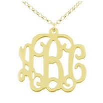 18K Gold Over Sterling Silver Open Monogram Necklace Pendant