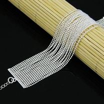 .925 Sterling Silver Wide Multi Bead Chain Bracelet 