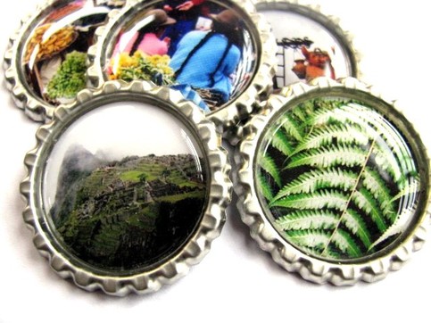 Trekking around Peru - Fridge Bottle Cap Photo Magnet Set