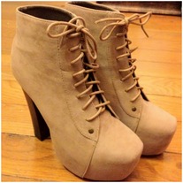 Light Brown Lace Up Platform Booties