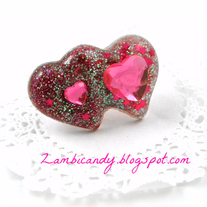 Adjustable double heart resin ring