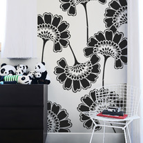 Oriental Asian Large Flowers Pattern Allower Wall Stencil Room Decor 