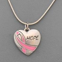 Pink Ribbon Heart "Hope" Necklace