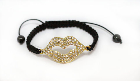 Glitter Lips Bracelet - Gold