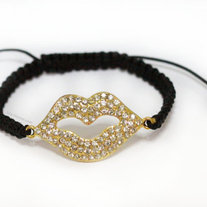 Glitter Lips Bracelet - Gold