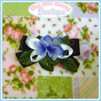 Blue & Black Floral Bow