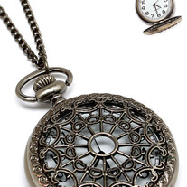 Silver Pocket Watch Necklace 
