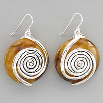 John Wind Inspired Tortoise Coin Silver Swirl Earrings