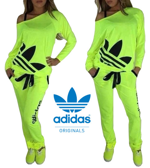 adidas womens neon sweat suit