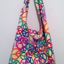 Handmade Tote Tie Bag - Peace Symbols 