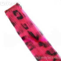 ♥ SCENE,EMO PINK LEOPARD CLIP-IN HAIR EXTENSIONS ♥