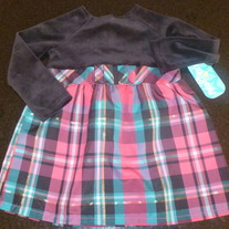 Black Velvet/Pink Plaid Dress-Healthtex-NEW Size 18 Months