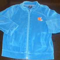 Blue Velour Zip Jacket with Orange Flower-Gap Kids Size 4