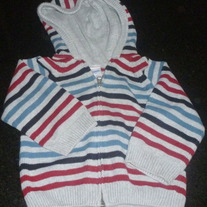 Gray/Red/Blue/Black Strip Sweater with Hood-Gymboree Size 2T
