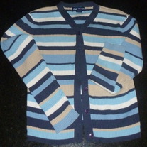 Blue/Tan/White Striped Cardigan-Limited Too Size XS 8