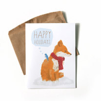 Happy Holidays Fox Card 