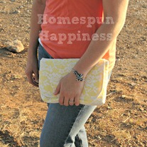 Lace Overlay Clutch - Lemon and White