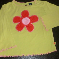 Lime Green Shirt W/Red/Pink Flower-Baby Gap Size 18-24 Months