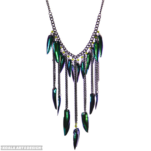 Jewel Beetle Wing Necklace