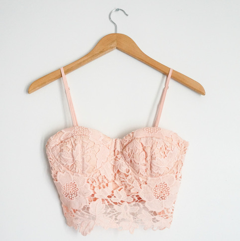 Crochet Bustier Top-Peach