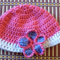 Pink Girl's Hat w/ Two-Tone Flower