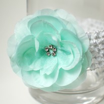 Mint flower clip on crochet headband